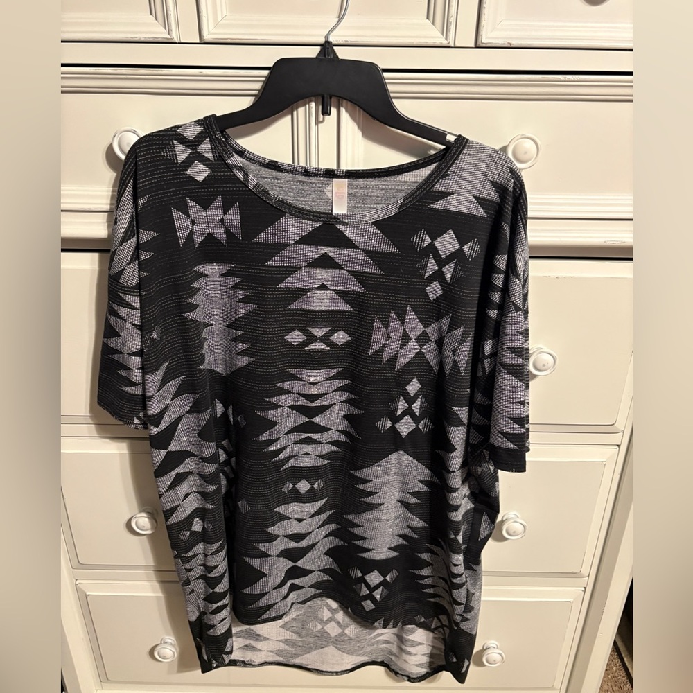 Lularoe Size Medium Geometric Patterned Black And… - image 1